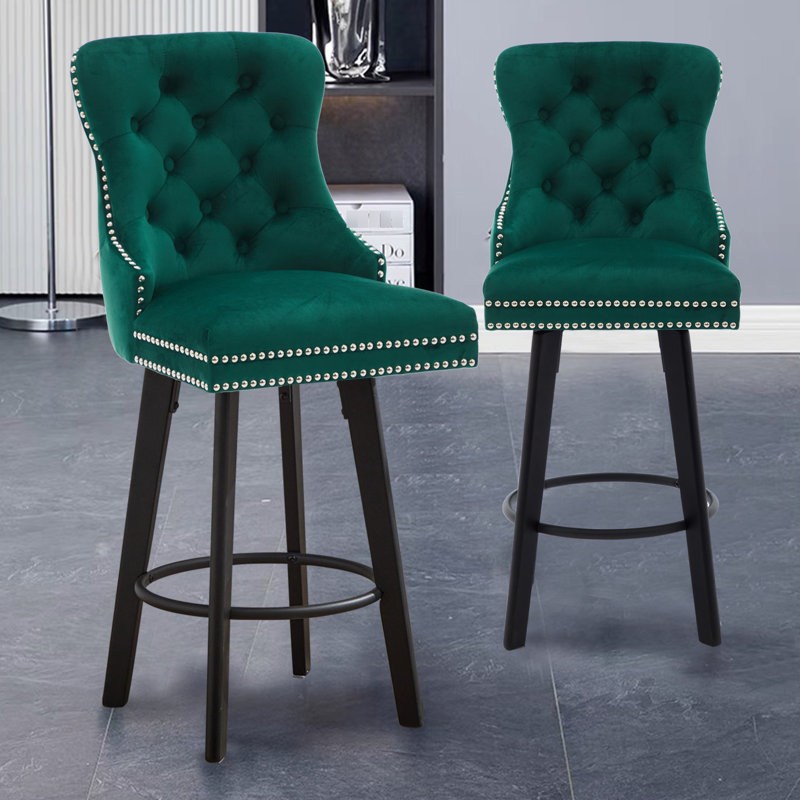 Velours de style moderne, bouton, anneau en métal pour bistro, bar maison, îlot de cuisine - siège luxueux et confortable, îlot, bistro