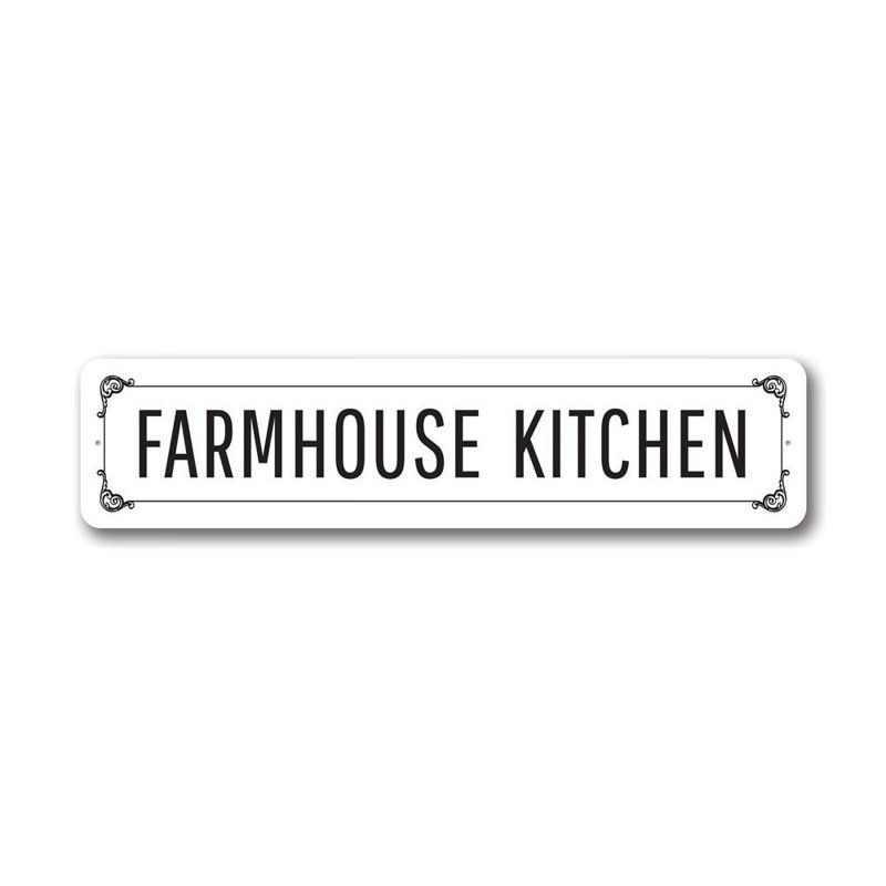 Vintage Farmhouse Kitchen Aluminum Sign, 4" H x 18" W x 0.04" D