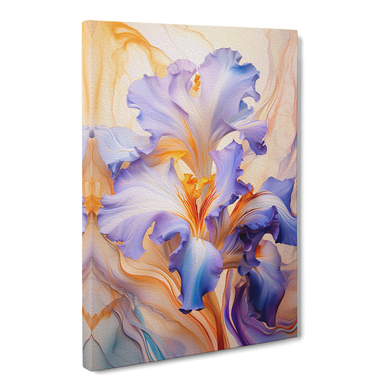 Iris Flower Futurism No.2 - Wrapped Canvas, 50cm H x 35cm W x 3cm D
