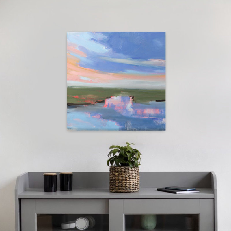 Art du paysage côtier abstrait soir, H 18 po x l 18 po