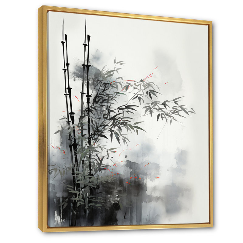 Isotta Asian Art Classics Sumi I - décoration murale asiatique, H 32 po x l 24 po x P 1 po, Cadre flottant doré