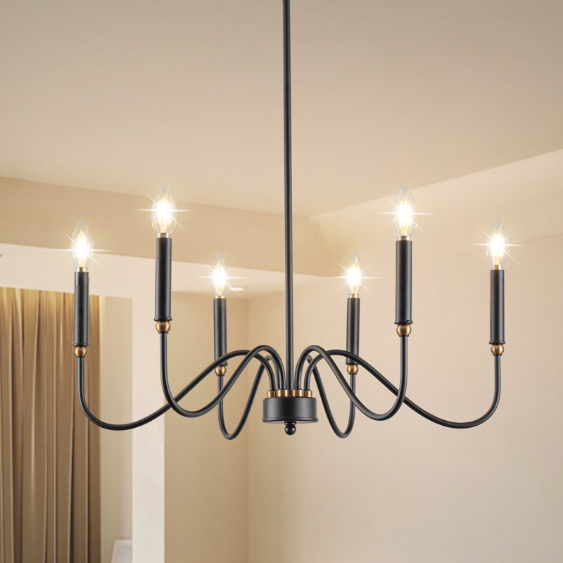Tracen 6 - Light Dimmable Classic / Traditional Chandelier Black Chandelier