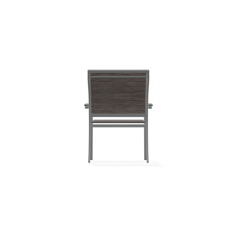 Bazza Sling Aluminum Frame Dining Height Stacking Café Chair with Marine Grade Polymer Arm Accent, Graphite, James