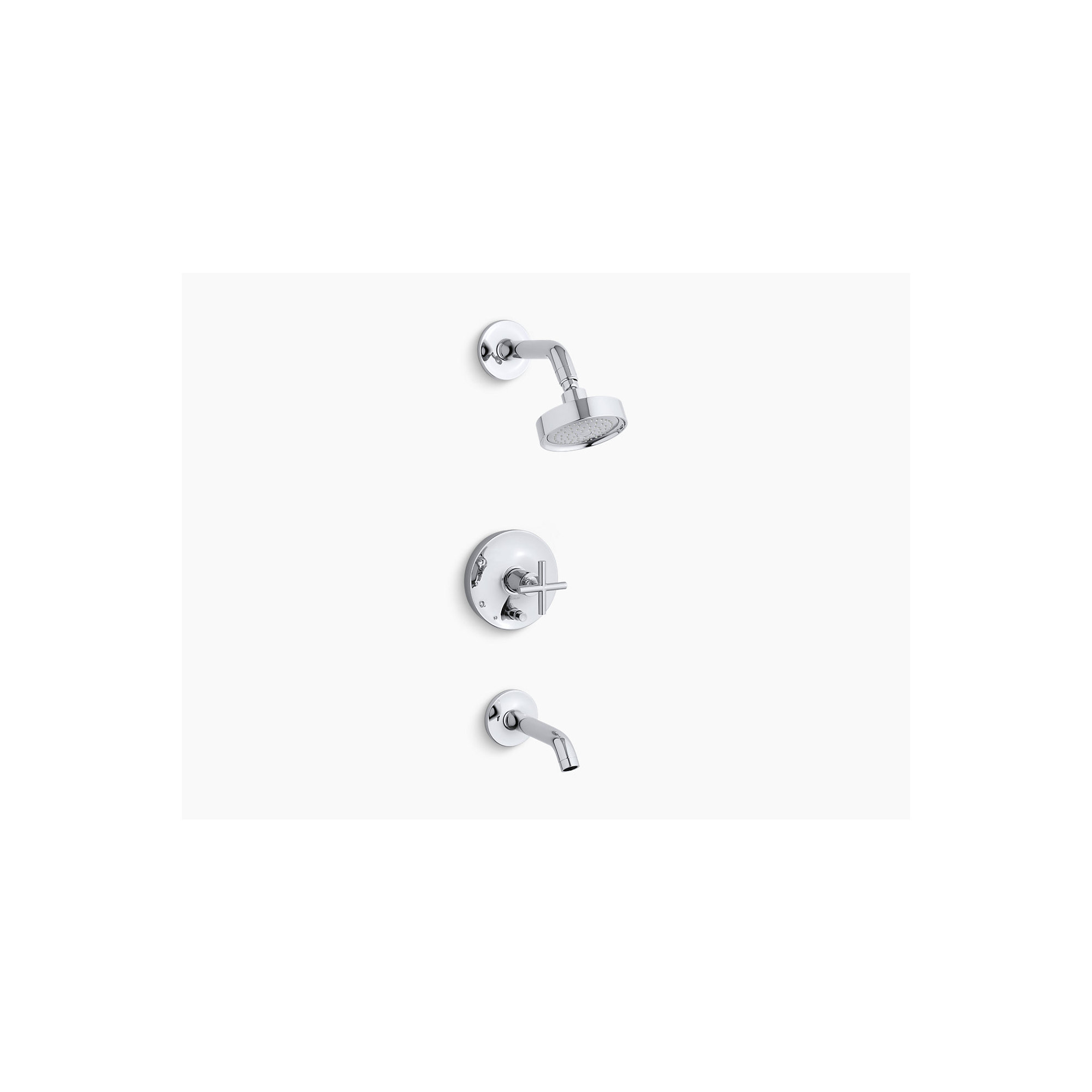 Purist Pressure-Balancing Thermostatic Tub and Shower Faucet, Vibrant Polished Nickel, 2.5 GPM, Cross Handle