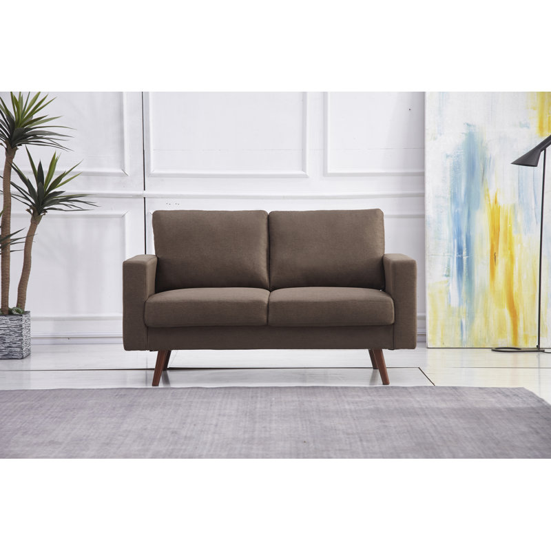 Jaiheem 57'' Upholstered Loveseat, Brown Polyester