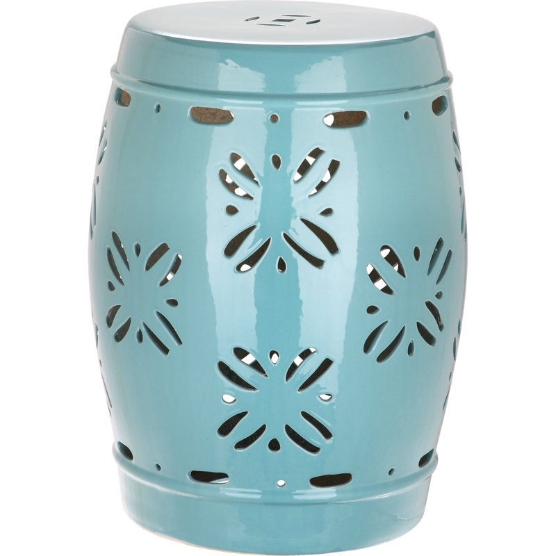 Tabouret de jardin en céramique Apsara, Bleu pâle