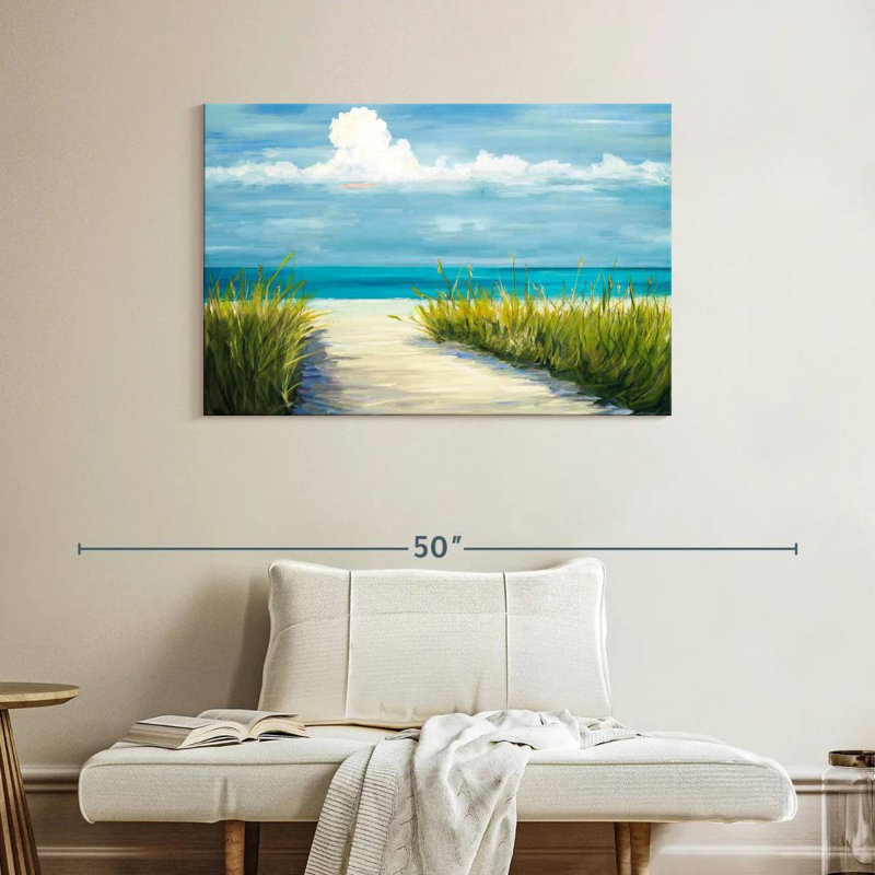 Scène de plage apaisante, H 26 po x l 39 po