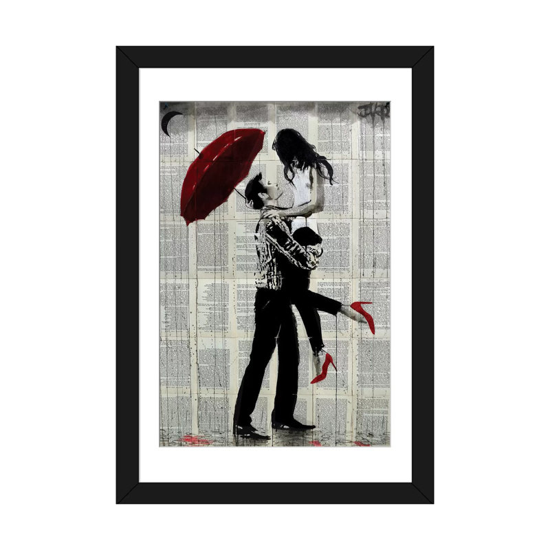 « love rain », reproduction sur toile, H 24 po x l 16 po x P 1 po, Papier beaux-arts encadré noir, Blanc