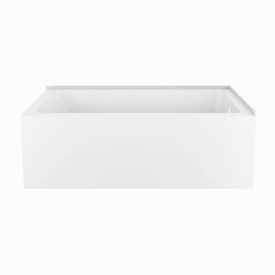 Kingston Brass Aqua Eden 60-Inch Acrylic Rectangular 2-Wall Corner Alcove Tub, Hand Drain