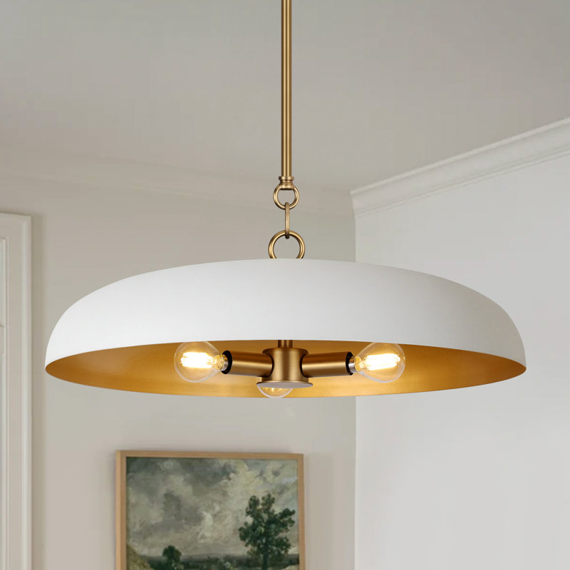 Luminaire suspendu pour îlot de cuisine à dôme simple 20 po à 3 lumières Lysander, Blanc mat