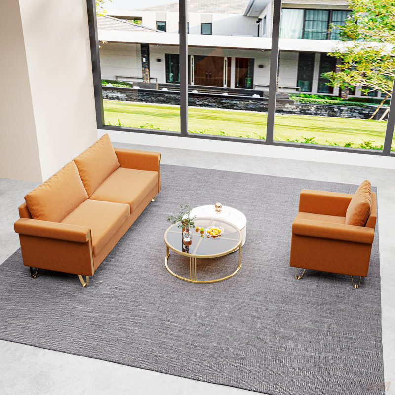 Ensemble de canapé et de chaise Luxury Velvet, Velours orange