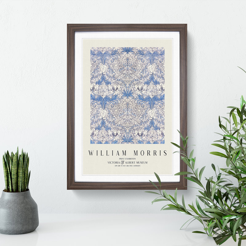Honeysuckle Vol.1 by William Morris - Picture Frame Painting, Walnut Framed, 48cm H x 36cm W x 2cm D