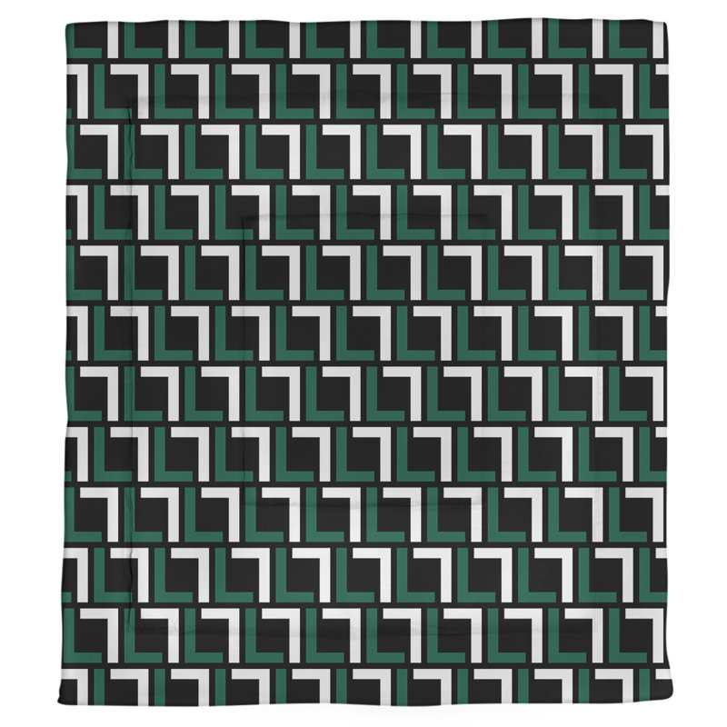 Édredon simple Football Luxury, Édredon très grand, Noir furtif / vert Gotham / blanc