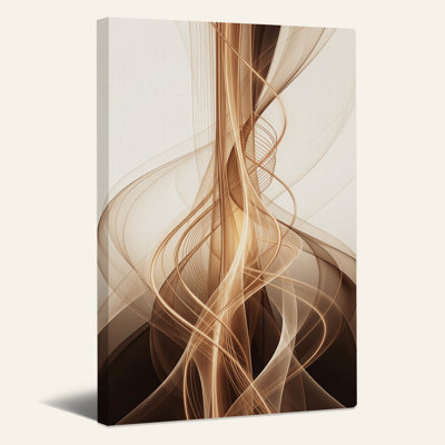 Tableau sur toile avec rubans en spirale brun et or
