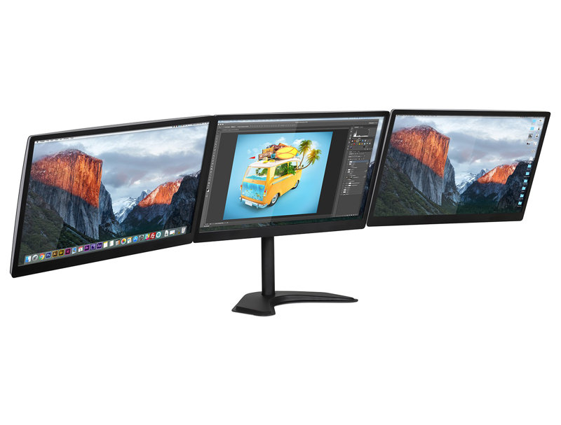 Mount-It Full Motion Adjustable Triple Monitor Stand | 3 Monitor Stand Fits 19 - 27 in. Screens