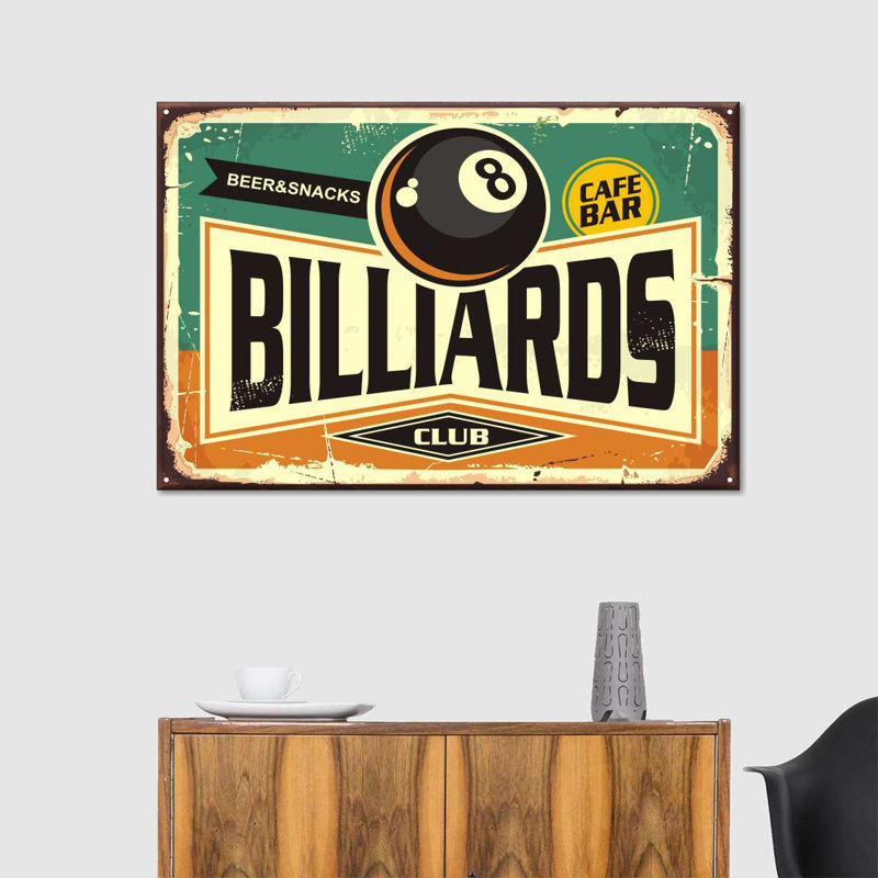 «Billiards Club», reproduction sur toile, H 20 po x l 30 po x P 1,25 po