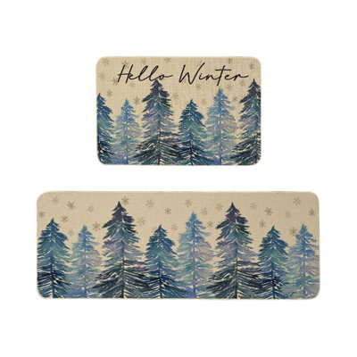  2 Pcs Christmas Kitchen Rugs and Mats for Floor Non Slide Backing Mat Merry Christmas Kitchen Decor Kitchen Rug Sets Xmas Decor 16x24in+16x48in