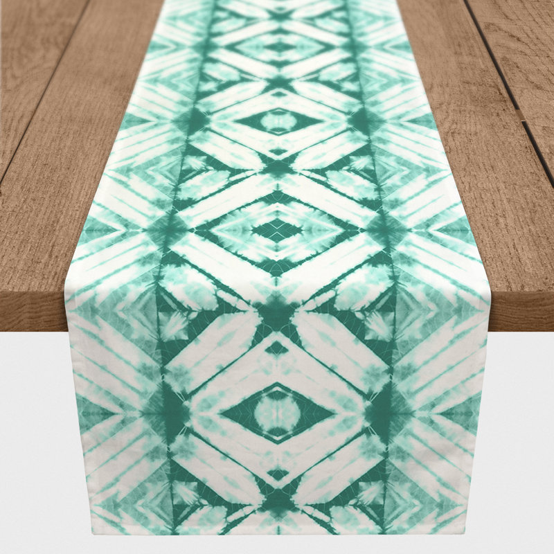 Maghull Diamond Shibori Table Runner, 72" x 16", Teal