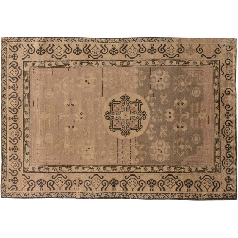 Vintage One-of-a-Kind Rectangle 4'1" X 6'1" Hand Knotted Area Rug
