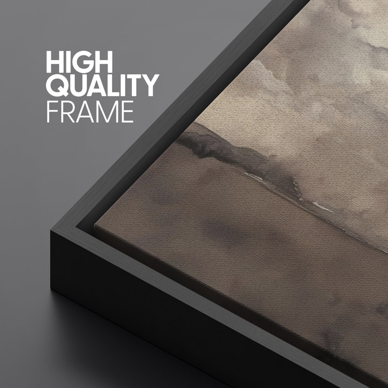 Toile encadrée Mute Desert Sky - Paysage abstrait neutre avec des nuances nuageuses, Noir, H 30 po x l 60 po