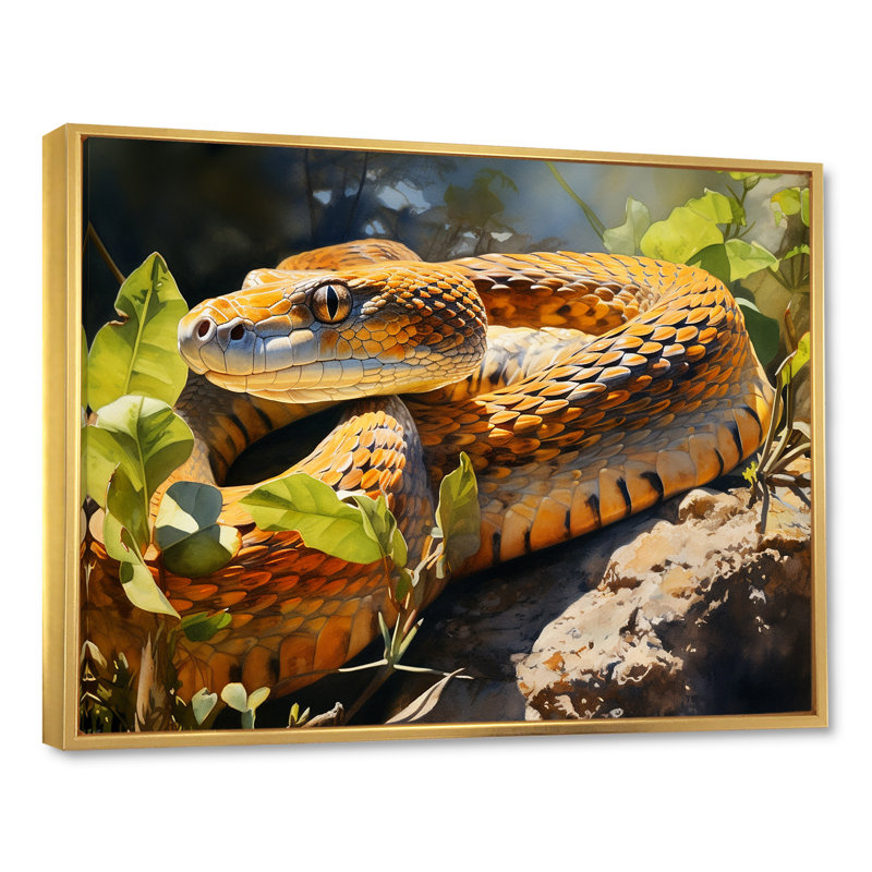 Serpents de Serpentard sur toile, Cadre flottant doré, H 12 po x l 20 po x P 1 po
