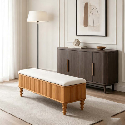 Banc de rangement avec repose-pieds 50,8 pouces