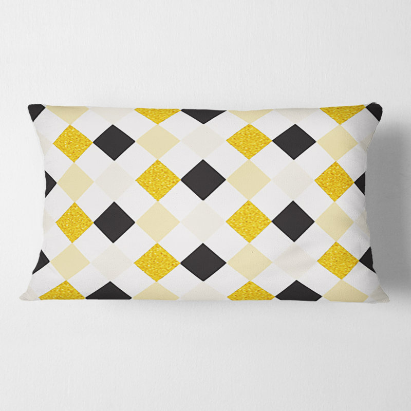 Coussin décoratif à imprimé moderne chic Mid-Century Gold Chic Design II