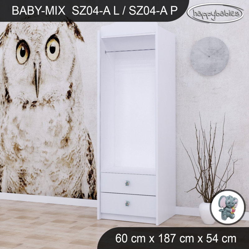 Little Elephant 1 Door Wardrobe, White