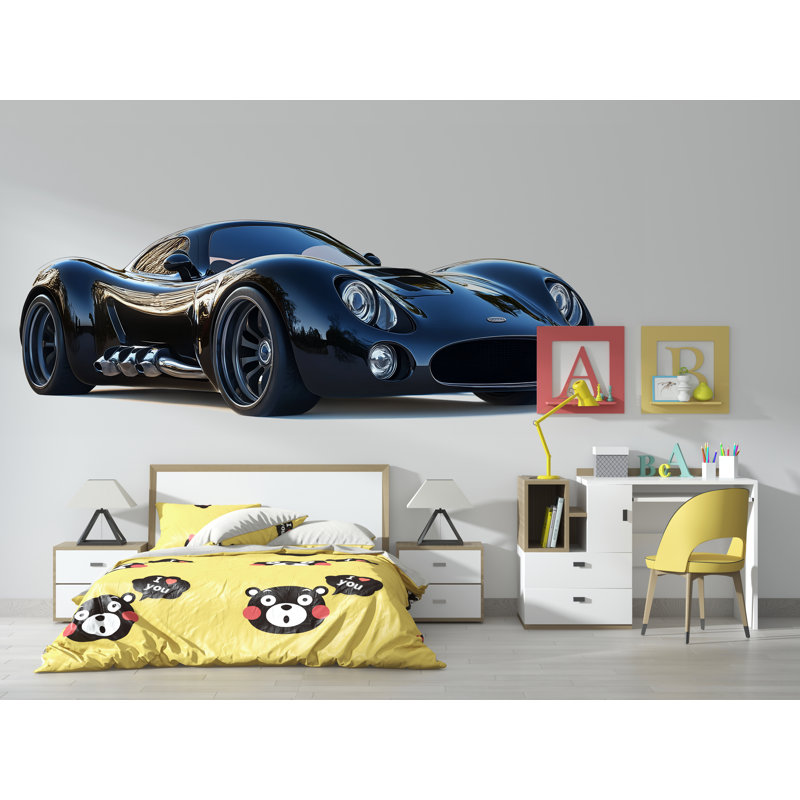 Voiture de sport noire de luxe murale moderne auto décor à la maison 274Mv, H 42 po x l 80 po