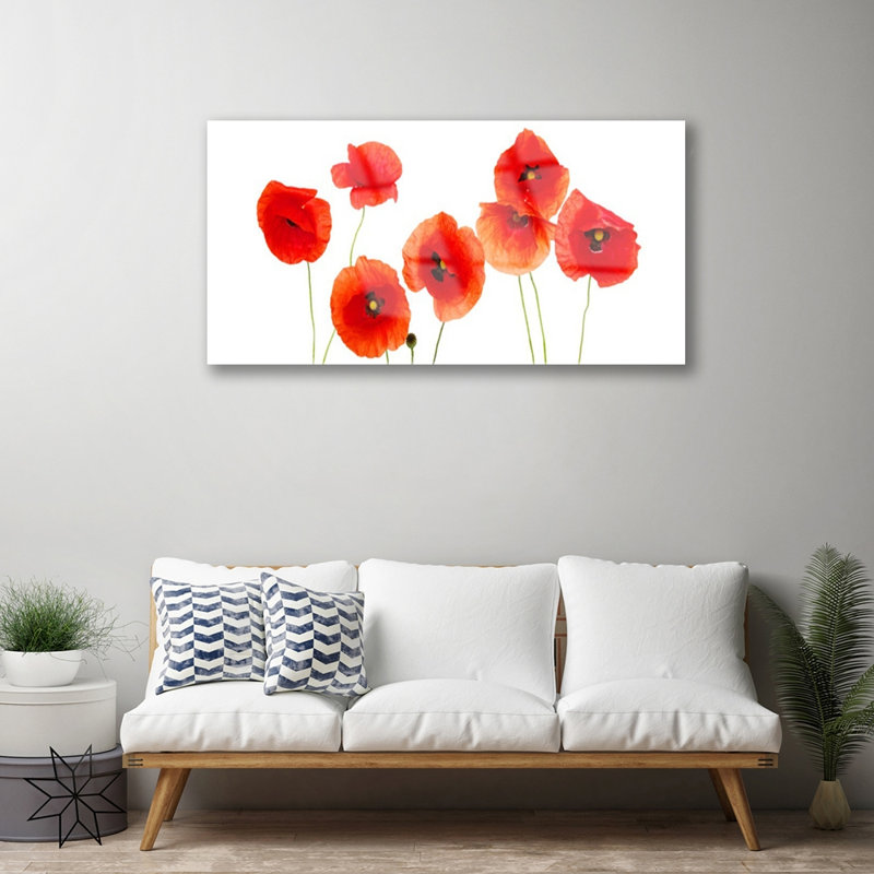 Floral Poppies - Unframed Photograph on Glass