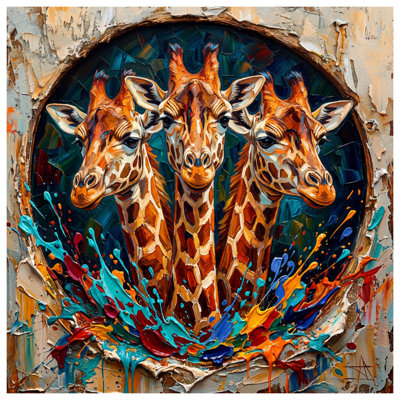 Three Giraffes Painting Comforter