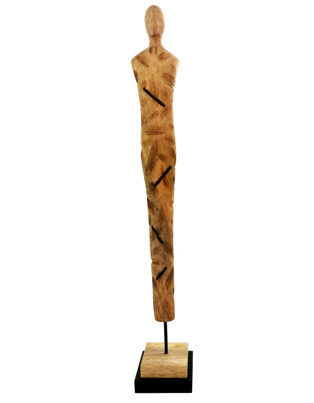 Grande statue Jorden en bois brut pour dames, H 35 po x l 5,5 po x P 5,5 po
