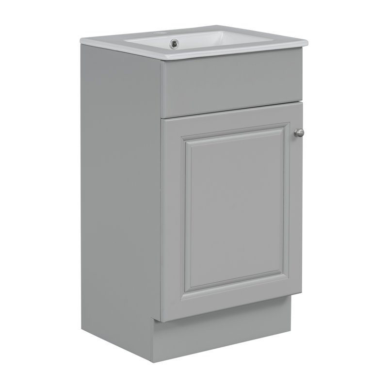 Meuble-lavabo 18 po avec lavabo et tablette réglable, Gris / Argent