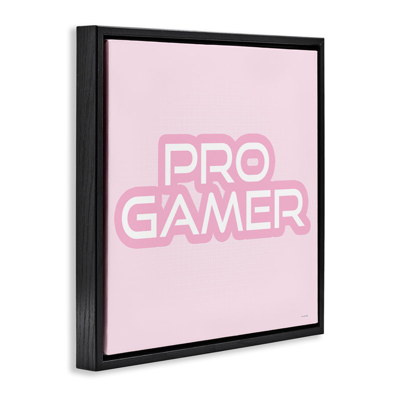 Cadre flottant rose pastel Pro Gamer, design par Yass Naffas Designs, H 25 po x l 25 po, Cadre flottant noir de jais