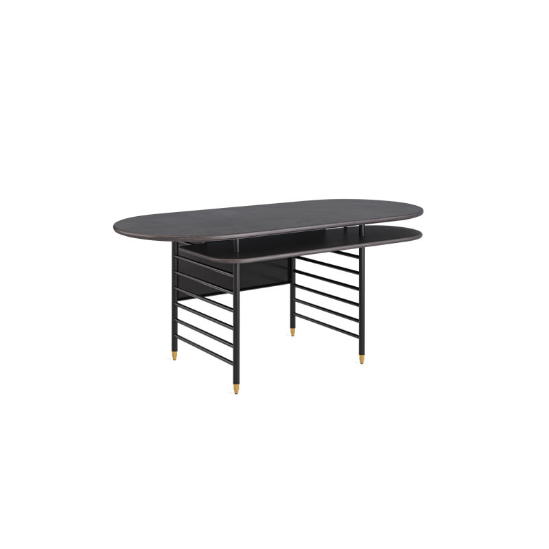 Frank Lloyd Wright Racine Desk, Black, 30" H x 72" W x 35" D