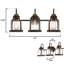 Éclairage pour meuble-lavabo à 3 lumières à intensité variable bronze huilé et bois de grange Gzifa