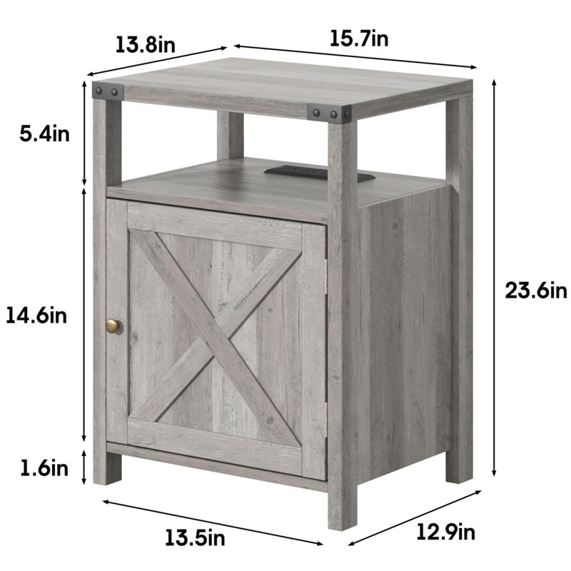 Kennesha Nightstand, Gray, Set of 2