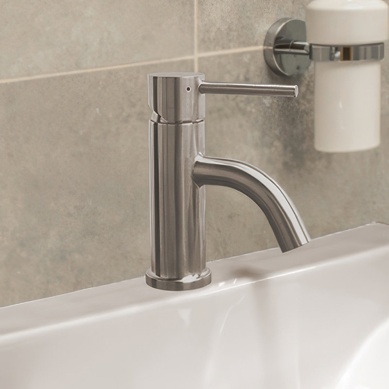 Waterhaus 1 Handle Deck Mouted Standard Bathroom Faucet, Brushed