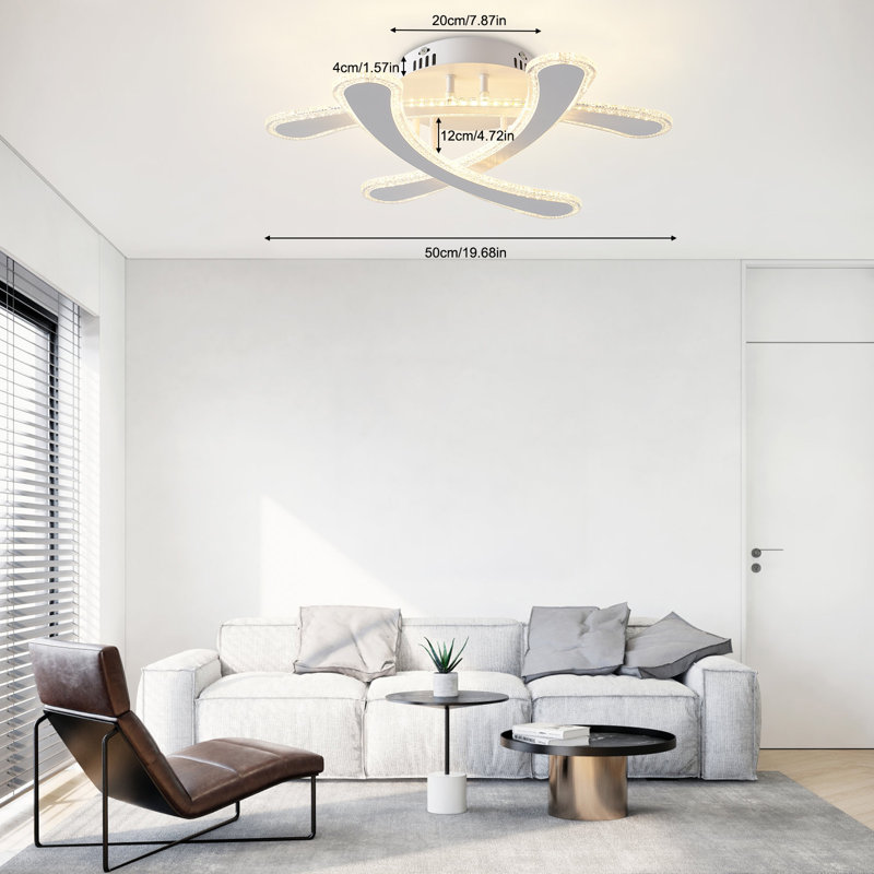 Luminaire en acrylique semi-encastré à DEL 3 lumières avec télécommande Carven