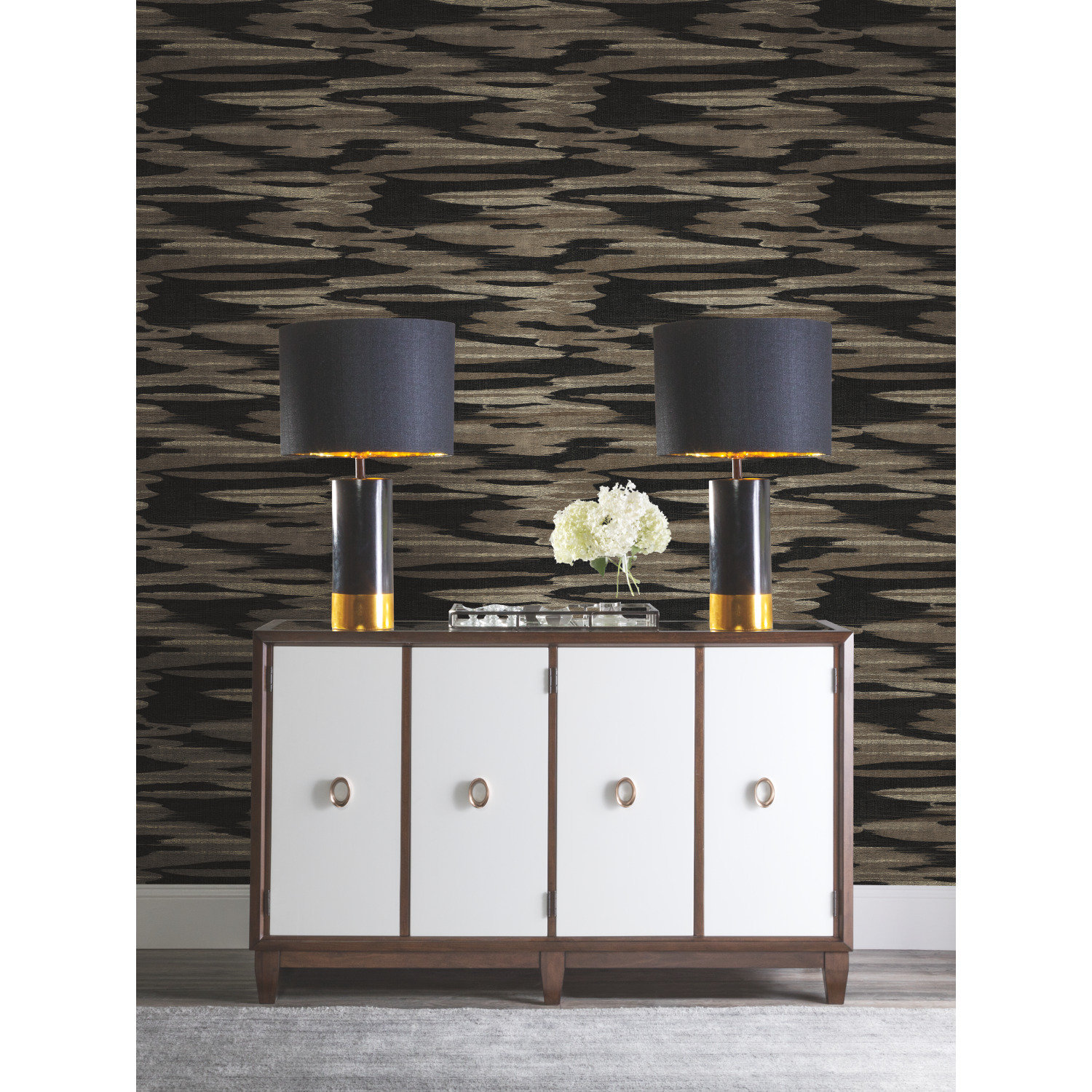 Surrey Striped Wallpaper, Black