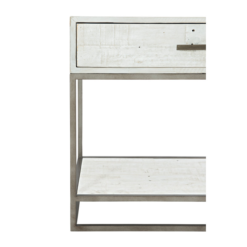 Alvar - Drawer Steel Nightstand, Highland Park - Brushed White Finish