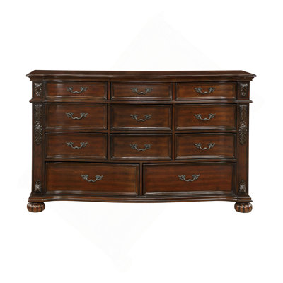 Commode classique 1 pièce classique de 11 tiroirs avec mobilier en bois sculpté