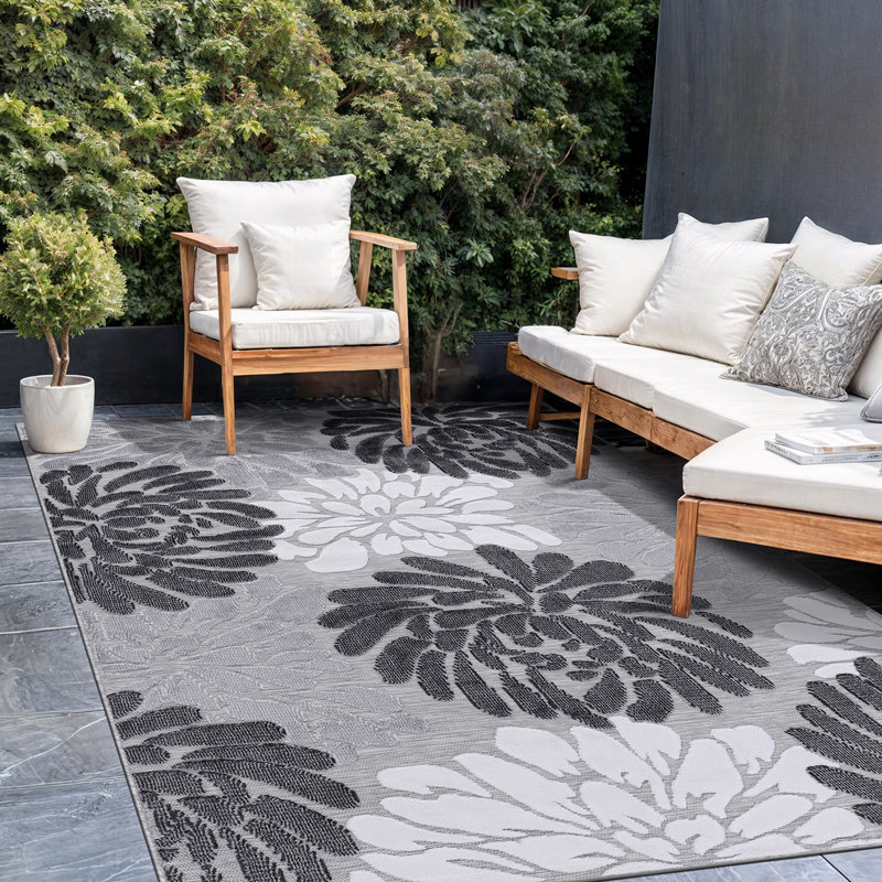 Tapis floral intérieur / extérieur, Rectangle 7 pi 10 po x 10 pi