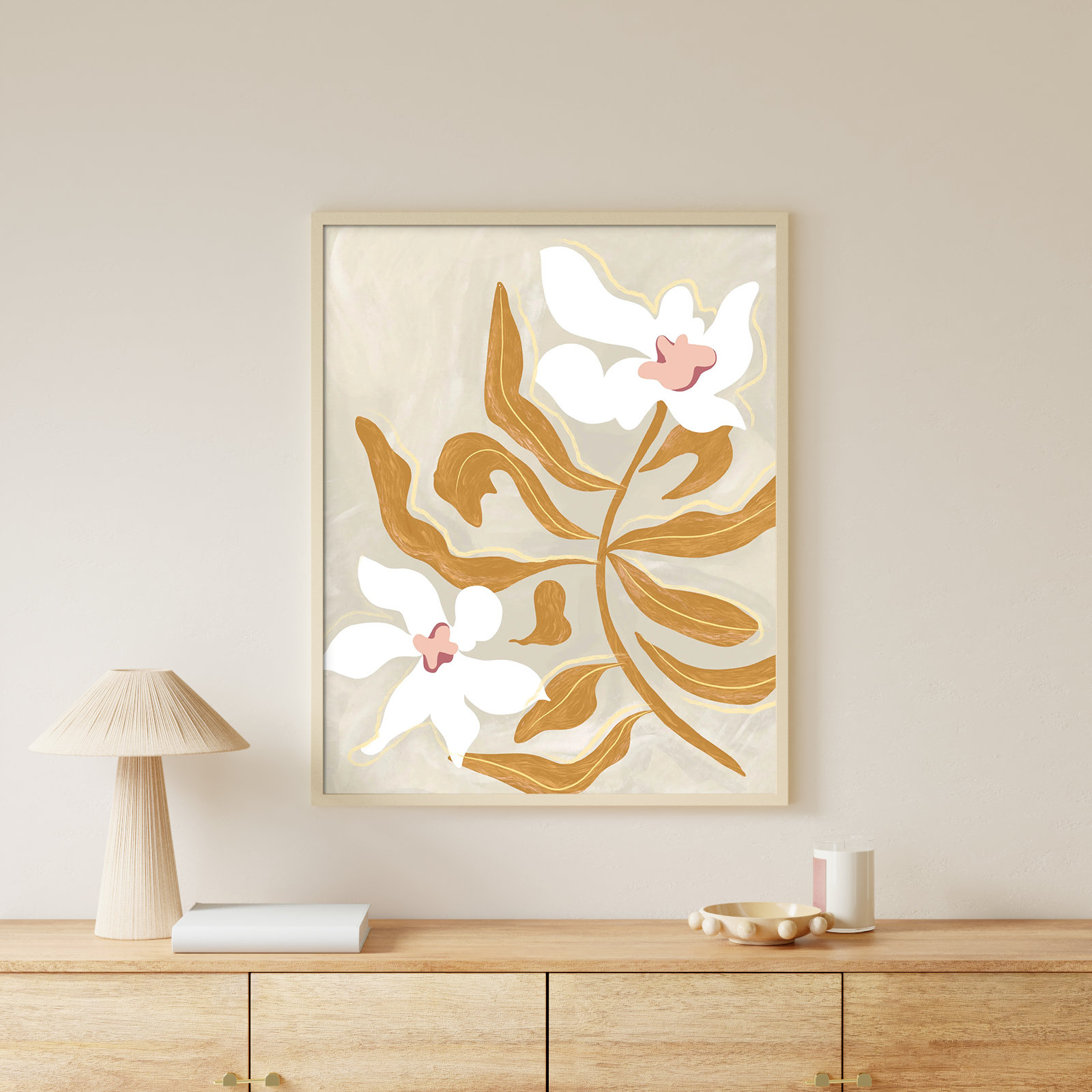 Pattison "Flower Flower Flower" Print, 41" H x 33" W, Brown