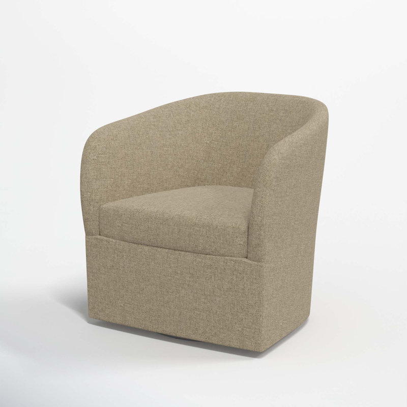 Lesia Upholstered Swivel Barrel Chair, Zuma Natural Textured Linen