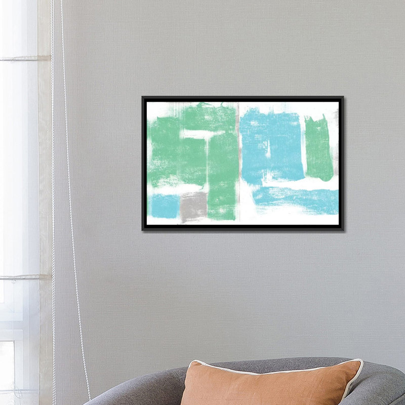 « geo ii », impression sur toile, H 18 po x l 26 po x P 1,5 po, Toile avec cadre noir, Pas de tapis