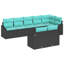 Ensemble de canapé de jardin vidaXL 8 pièces en rotin de polyester noir et turquoise