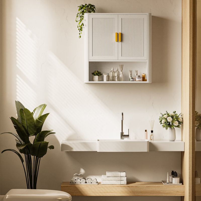 Bathroom Storage Cabinet With Adjustable Shelves, Over The Toilet Organizer For Laundry Room, Kitchen & Living Room, Medicine Cabinet With Wood Doors
