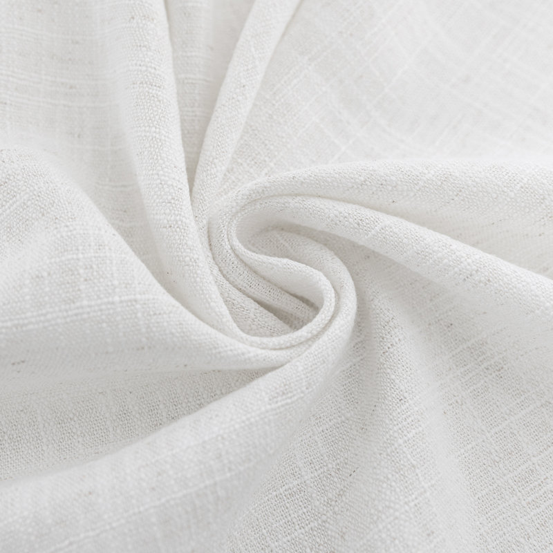 Kambi Slub Textured Linen Blended Semi-Sheer Grommet Curtain Pair, White, 52" W x 84" L