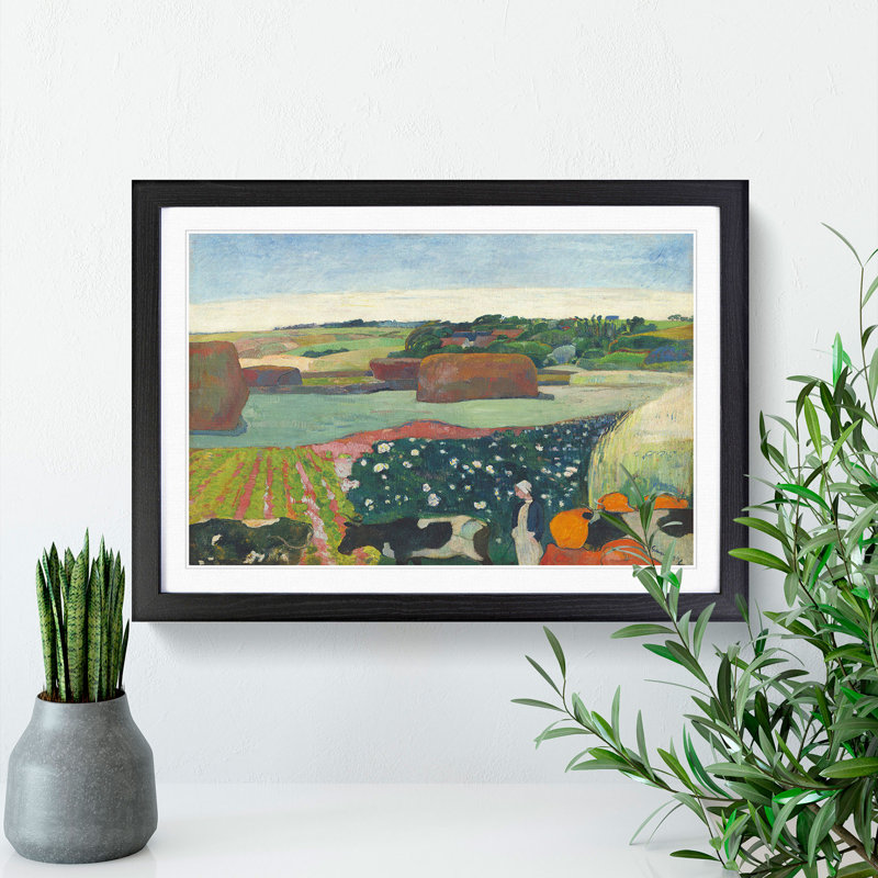 Haystacks in Brittany by Paul Gauguin - Framed Print, 27cm H x 36cm W x 2cm D, Black Framed